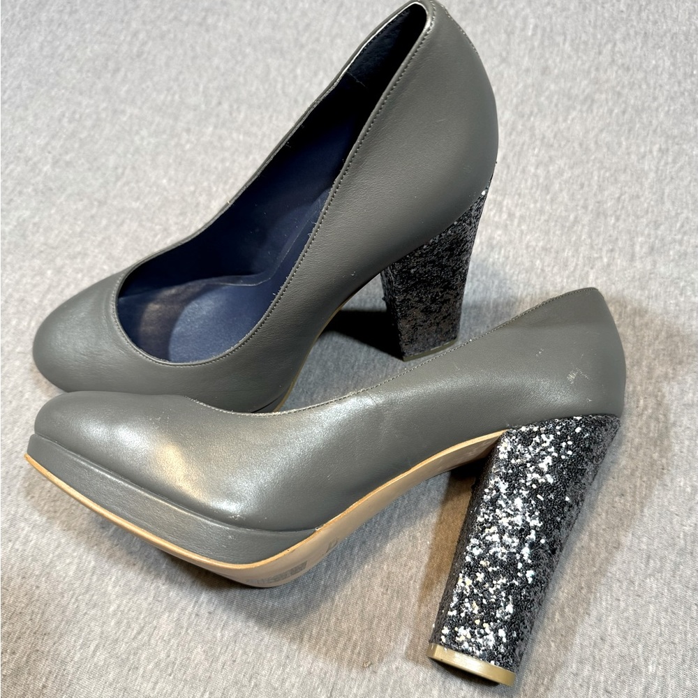 Shoes of Prey Size 40/9.5 Dark Grey Shoes with Glitter Heels